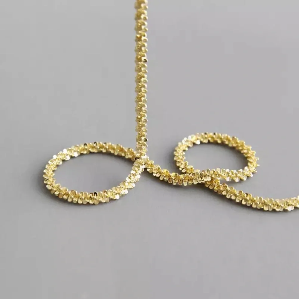 SHINY GOLD NECKLACE 925 STERLING SILVER - Picture 10 of 11